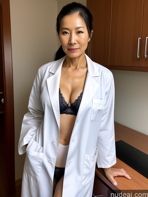 ai nude image of arafed woman in a lab coat posing for a picture pics of Perfect Boobs Perfect Body Ponytail Chinese Doctor Lab Coat Cleavage Partially Nude Detailed Sexy Face Two 80s Sorority