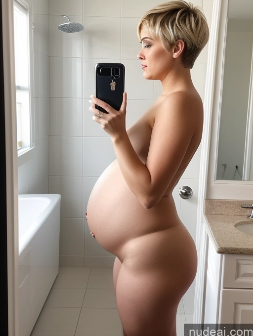 ai nude image of pregnant woman taking a selfie in a bathroom with a mirror pics of Small Tits Beautiful Pregnant Big Ass Chubby Fat Thick Short 20s Blonde Pixie Mirror Selfie Bathroom Side View