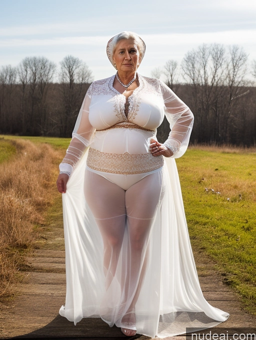 ai nude image of pregnant woman in white dress posing for picture on wooden walkway pics of One Huge Boobs Abs Big Hips Big Ass Serious Transparent Thick Chubby Traditional Woman 80s Russian POV Focus Sex