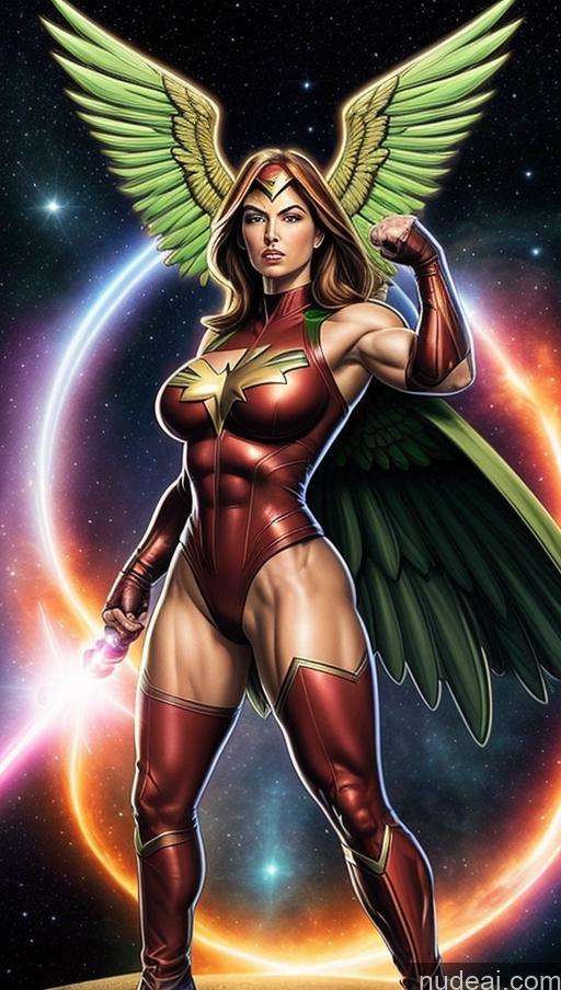 related ai porn images free for Perfect Boobs Hawkgirl Several Powering Up Science Fiction Style Dynamic View Heat Vision Superheroine Muscular Abs Space