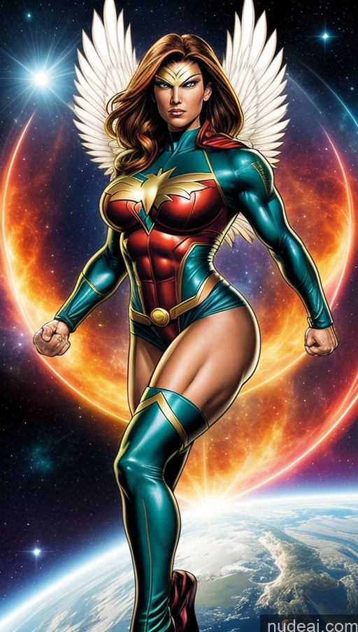 related ai porn images free for Perfect Boobs Hawkgirl Several Powering Up Science Fiction Style Dynamic View Heat Vision Superheroine Muscular Abs Space