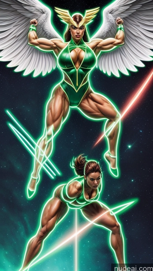 related ai porn images free for Perfect Boobs Hawkgirl Several Powering Up Science Fiction Style Dynamic View Heat Vision Neon Lights Clothes: Green Bodybuilder