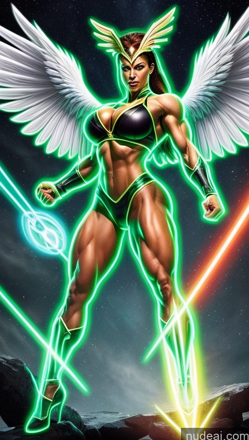 related ai porn images free for Perfect Boobs Hawkgirl Several Powering Up Science Fiction Style Dynamic View Heat Vision Neon Lights Clothes: Green Bodybuilder