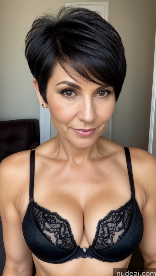 related ai porn images free for Milf Detailed Black Hair Pixie Bra Close-up View