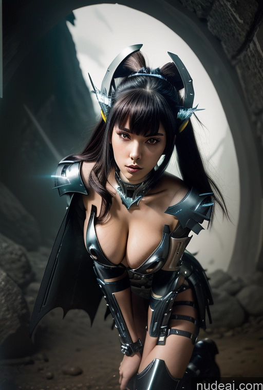 ai nude image of arafed woman in armor posing in a tunnel with a sword pics of Woman Busty Perfect Boobs Big Ass Thick Big Hips Seductive Brunette White Cave Nude Boots Fantasy Armor Stockings Topless Dark Lighting Detailed SuperMecha: A-Mecha Musume A素体机娘 Goth Gals V2 Hair Tied Up Death Knight Futuristic Partially Nude Back View Cyborg Style Cyborg Android