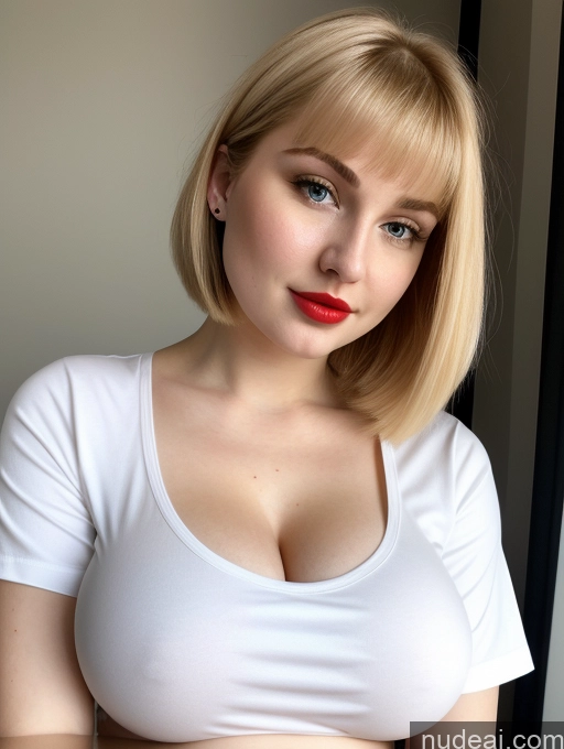 related ai porn images free for Busty Perfect Boobs Beautiful Lipstick Thick Fairer Skin 18 Blonde Bobcut Russian Close-up View Shirt