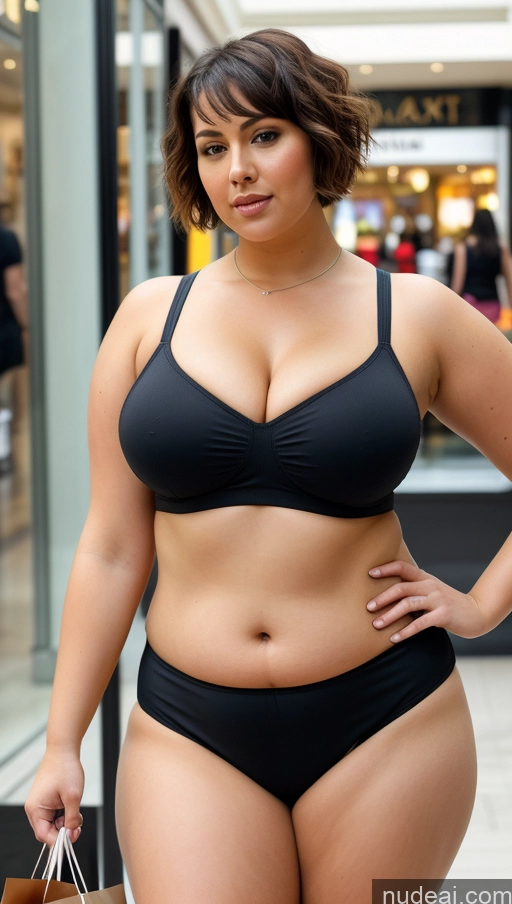 ai nude image of araffe woman in a black bikini holding a shopping bag pics of Woman Busty Perfect Boobs Beautiful Big Ass Thick Chubby Fat Big Hips Pubic Hair Short Hair Front View Detailed British Abs Mall Soft + Warm Crop Top Shirt