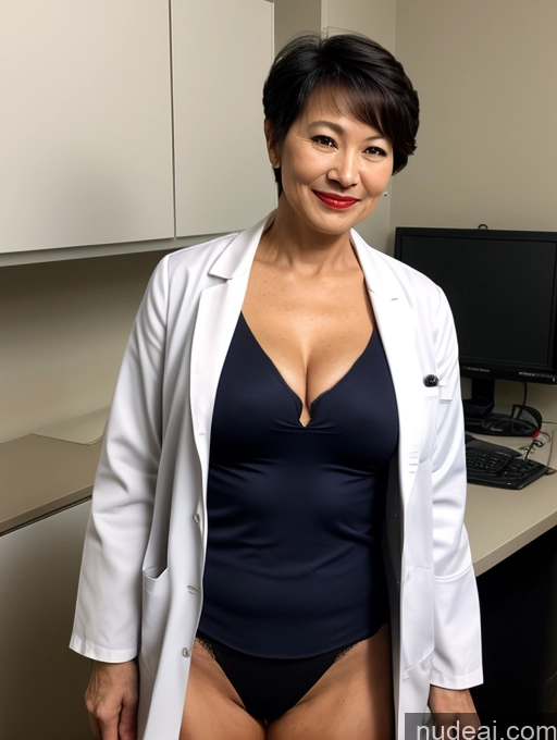 related ai porn images free for Milf Perfect Boobs Lipstick Pixie Asian Bra Doctor Lab Coat Cleavage Partially Nude Dark Lighting 60s