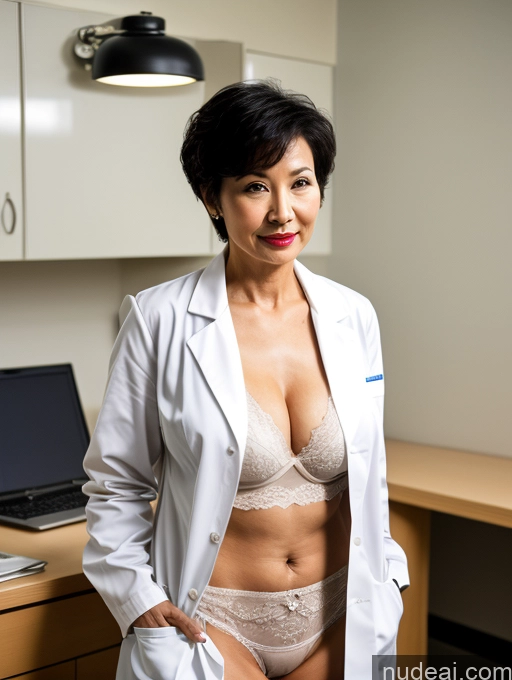 related ai porn images free for Milf Perfect Boobs Lipstick Pixie Asian Bra Doctor Lab Coat Cleavage Partially Nude Dark Lighting 50s