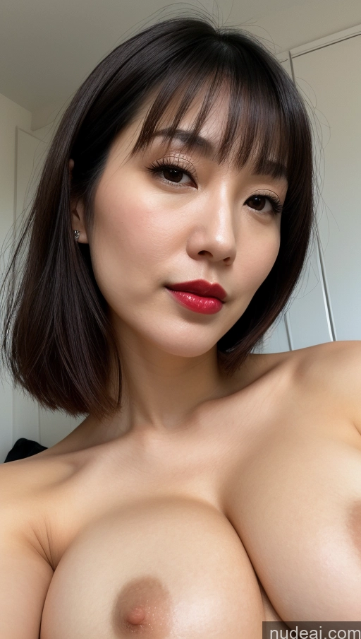 related ai porn images free for Woman One Huge Boobs Beautiful Lipstick Fairer Skin 30s Black Hair Close-up View Japanese Bobcut Detailed Simple Nude