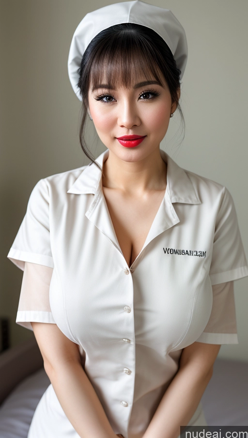 related ai porn images free for Woman One Huge Boobs Beautiful Lipstick Fairer Skin 30s Black Hair Close-up View Detailed Vietnamese Bangs Nurse