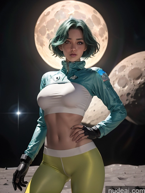 related ai porn images free for Bright Lighting Alternative Jewelry Strapless Yoga Pants Sci-fi Armor Space Suit 60s Moon Stargazing Dutch Bobcut Green Hair Sexy Face 20s Model Perfect Boobs Perfect Body