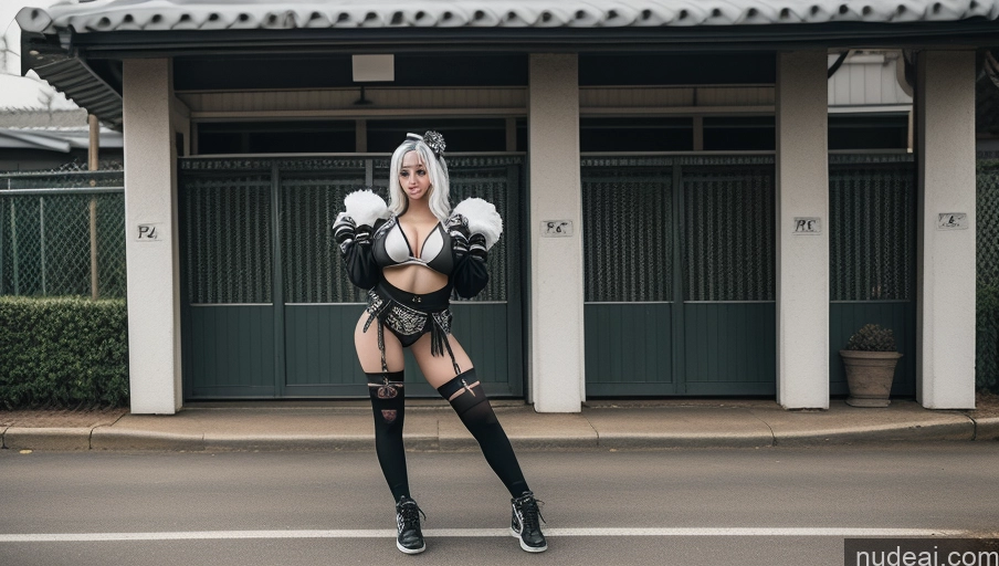 ai nude image of there is a woman in a costume posing for a picture pics of Milf Two Huge Boobs Big Ass Big Hips 18 White Hair Korean Cheerleader Gothic Punk Girl Partially Nude