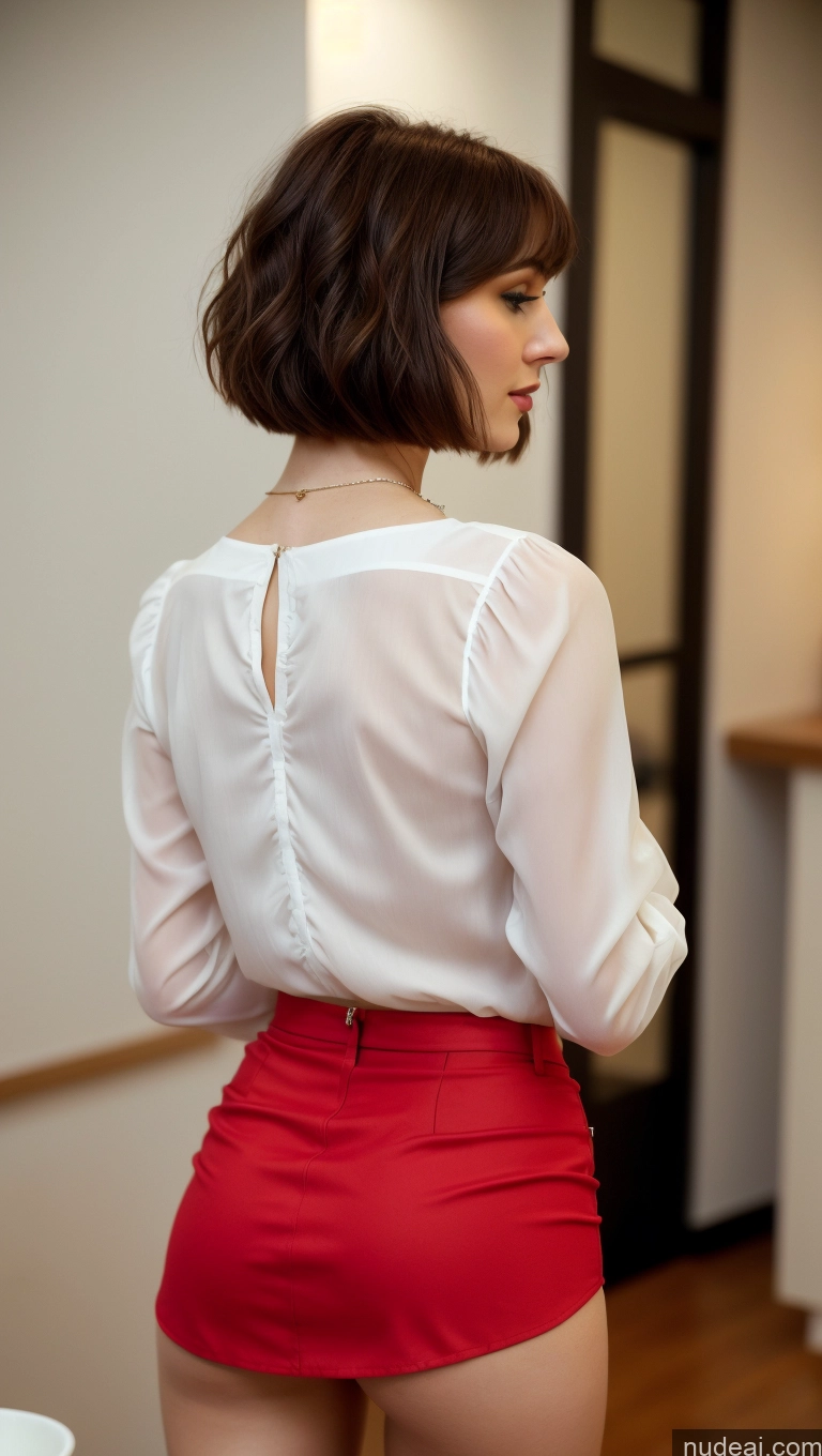 ai nude image of there is a woman in a white shirt and red shorts pics of Small Tits Beautiful Small Ass Skinny Short Hair Fairer Skin 18 Brunette Russian Party Blouse Mini Skirt Detailed