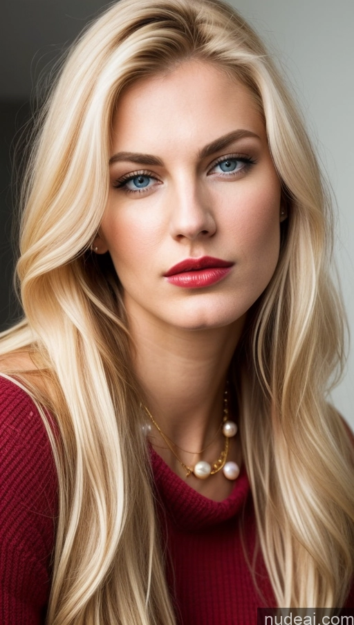 ai nude image of blond woman with blue eyes and long blond hair wearing a red sweater pics of Busty Long Legs Perfect Body Pubic Hair Lipstick Blonde Long Hair Scandinavian Spreading Legs Diamond Jewelry Gold Jewelry Pearl Jewelry 18 Cleavage Sweater Angry