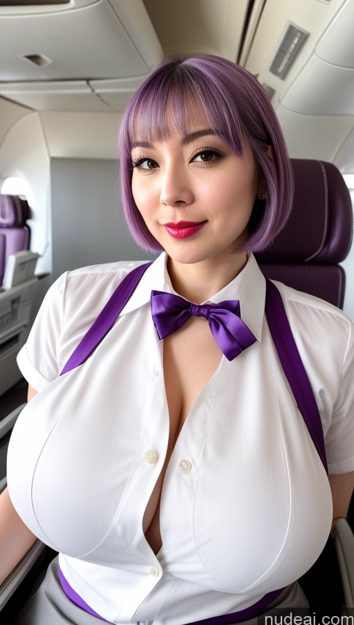 related ai porn images free for Woman One Huge Boobs Beautiful Lipstick Fairer Skin 30s Purple Hair Bobcut Japanese Close-up View Flight Attendant