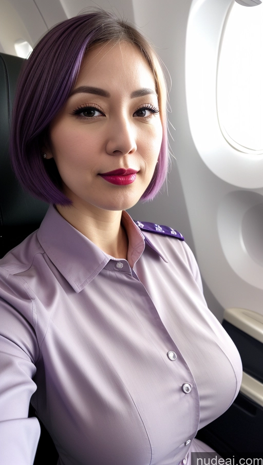 related ai porn images free for Woman One Huge Boobs Beautiful Lipstick Fairer Skin 30s Purple Hair Bobcut Japanese Close-up View Flight Attendant