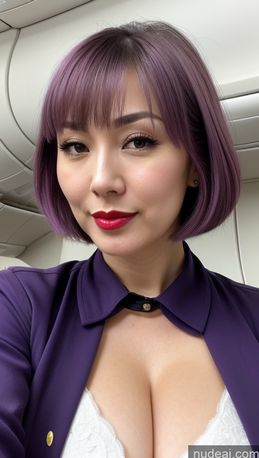 related ai porn images free for Woman One Huge Boobs Beautiful Lipstick Fairer Skin 30s Purple Hair Bobcut Japanese Close-up View Flight Attendant