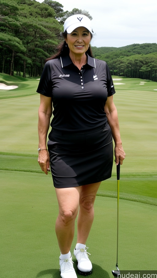 ai nude image of arafed woman in a black dress and white hat on a golf course pics of Milf Busty Big Ass Big Hips Pubic Hair Fairer Skin 70s Long Hair Black Hair Japanese Golf