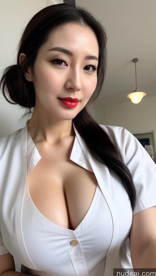 related ai porn images free for Woman One Huge Boobs Beautiful Lipstick Fairer Skin Close-up View Black Hair Slicked Korean Nurse 30s