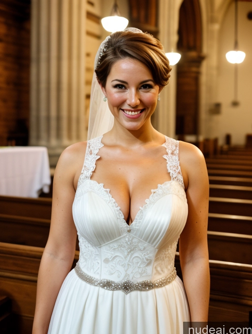 ai nude image of arafed woman in a wedding dress standing in a church pics of Busty Big Ass Big Hips Short Pubic Hair 50s Happy Brunette Pixie White Wife Or Girlfriend Wedding Church Full Frontal