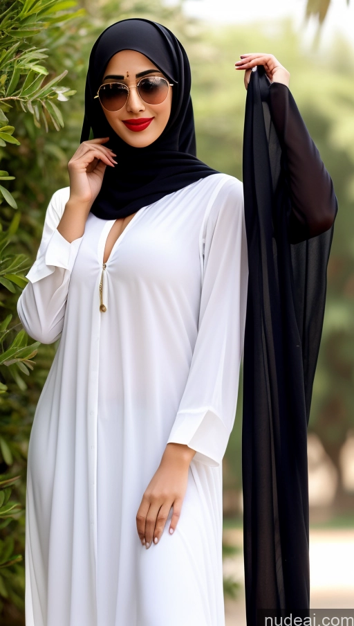 ai nude image of woman in a white dress and black scarf posing for a picture pics of Woman Sunglasses Lipstick Small Ass Long Legs Tall Pubic Hair Fairer Skin 20s Happy Black Hair Bobcut Thick Arabic Salwar Niqab Perfect Boobs