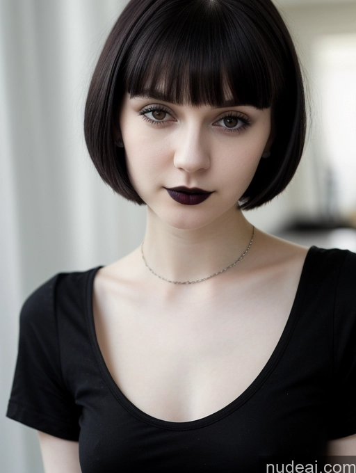 related ai porn images free for Small Tits Beautiful Fairer Skin Skinny 18 Black Hair Short Hair Russian Close-up View Shirt Goth