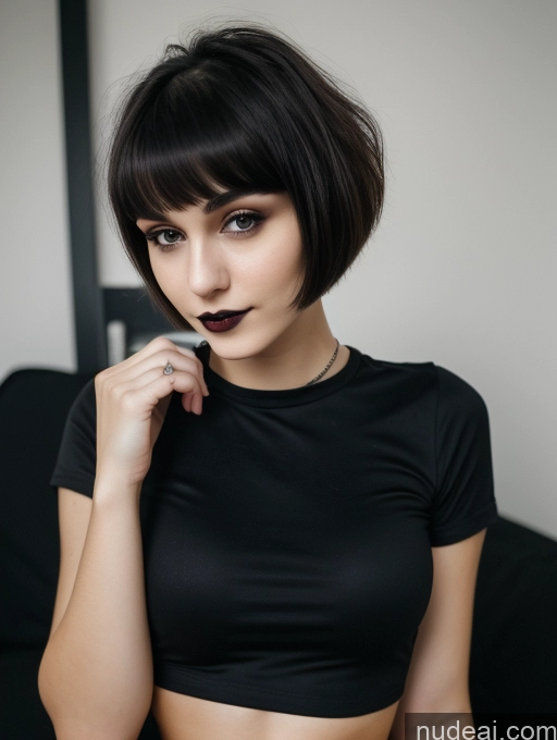 related ai porn images free for Small Tits Beautiful Skinny 18 Russian Short Hair Brunette Goth Close-up View Shirt