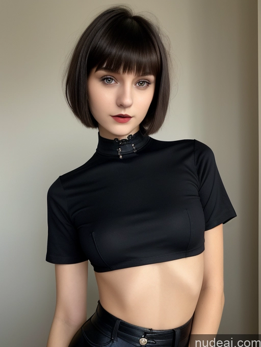 related ai porn images free for Small Tits Beautiful Skinny 18 Russian Short Hair Brunette Goth Close-up View Shirt