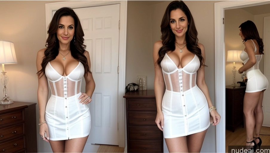 ai nude image of arafed woman in a white dress posing in a room pics of Milf Several Small Tits Beautiful Small Ass Skinny Long Legs Seductive Sexy Face Long Hair White Bedroom Front View Blouse Casual Corset Dress High Heels Jeans Long Skirt Mini Skirt Underwear Transparent Jewelry 70s