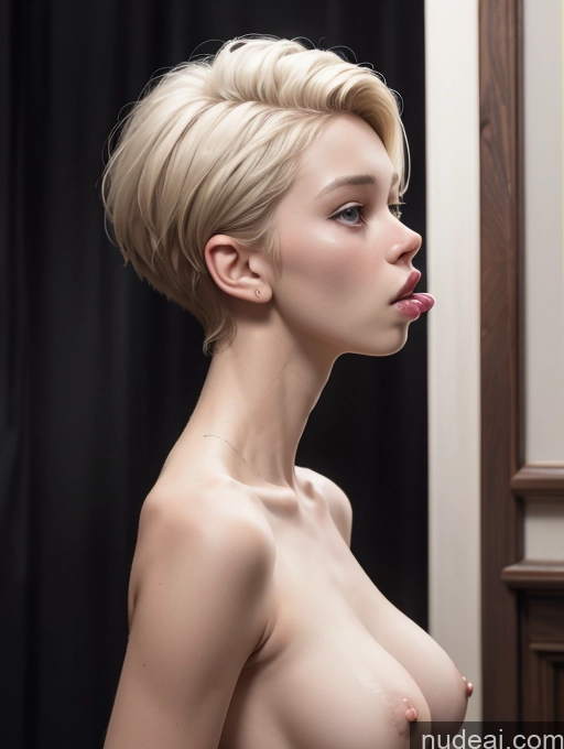 ai nude image of blond woman with short hair and big breast posing in front of a mirror pics of Skinny Short Perfect Body Beautiful 18 Scandinavian Shocked Ahegao Dark Fantasy Abs Pubic Hair Pixie Fellatio (Side View)