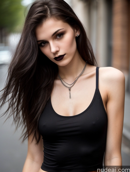 related ai porn images free for 18 Small Tits Skinny Beautiful Long Hair Russian Close-up View Goth Brunette Tank Top Street