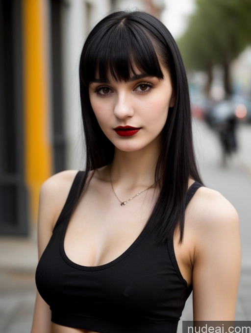 related ai porn images free for 18 Small Tits Skinny Beautiful Russian Close-up View Goth Tank Top Street Bangs Lipstick Black Hair