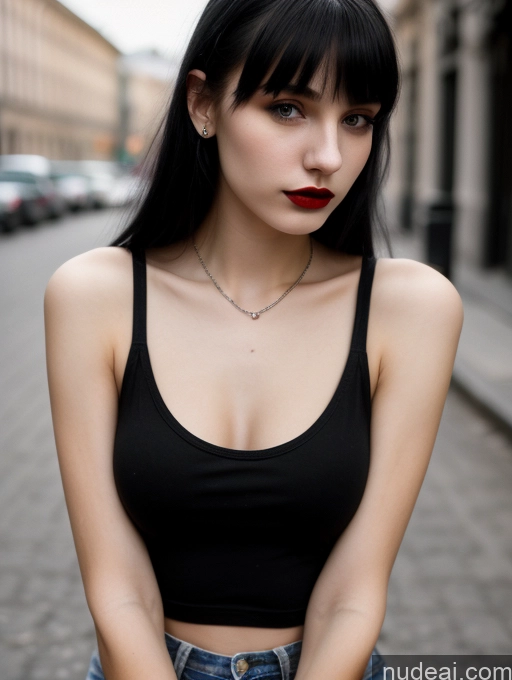 related ai porn images free for 18 Small Tits Skinny Beautiful Russian Close-up View Goth Tank Top Street Bangs Lipstick Black Hair