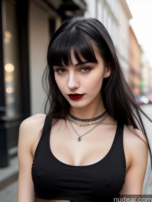 related ai porn images free for 18 Small Tits Skinny Beautiful Russian Close-up View Goth Tank Top Street Bangs Lipstick Black Hair