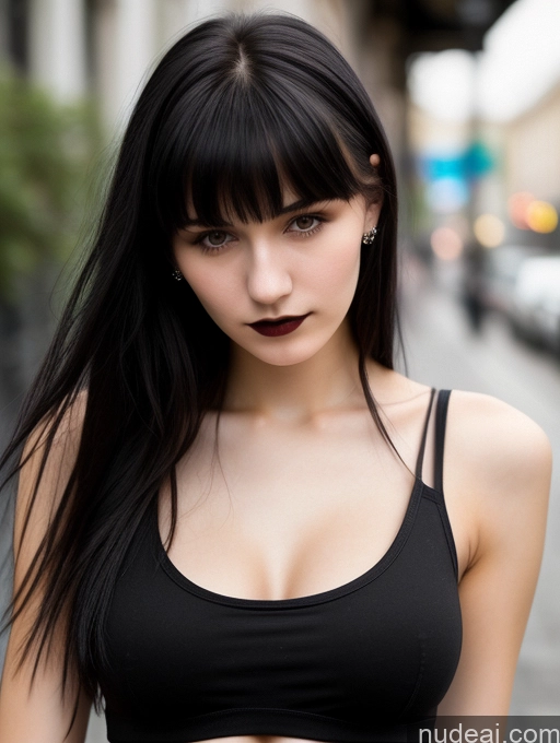 related ai porn images free for 18 Small Tits Skinny Beautiful Russian Close-up View Goth Tank Top Street Bangs Black Hair