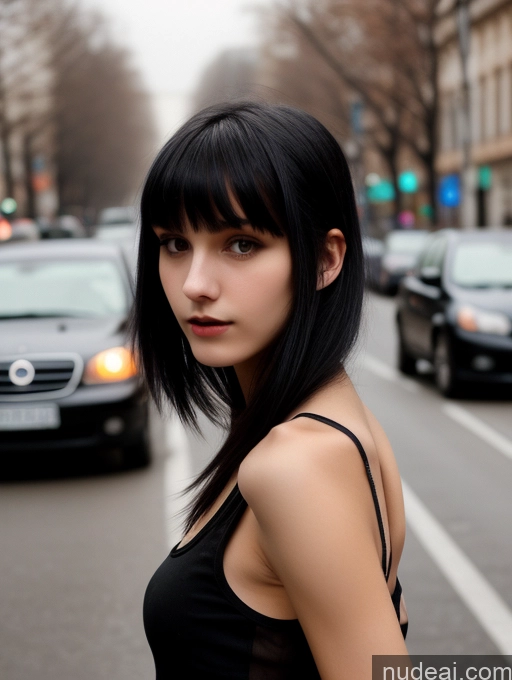 related ai porn images free for 18 Small Tits Skinny Beautiful Russian Close-up View Goth Tank Top Street Bangs Black Hair