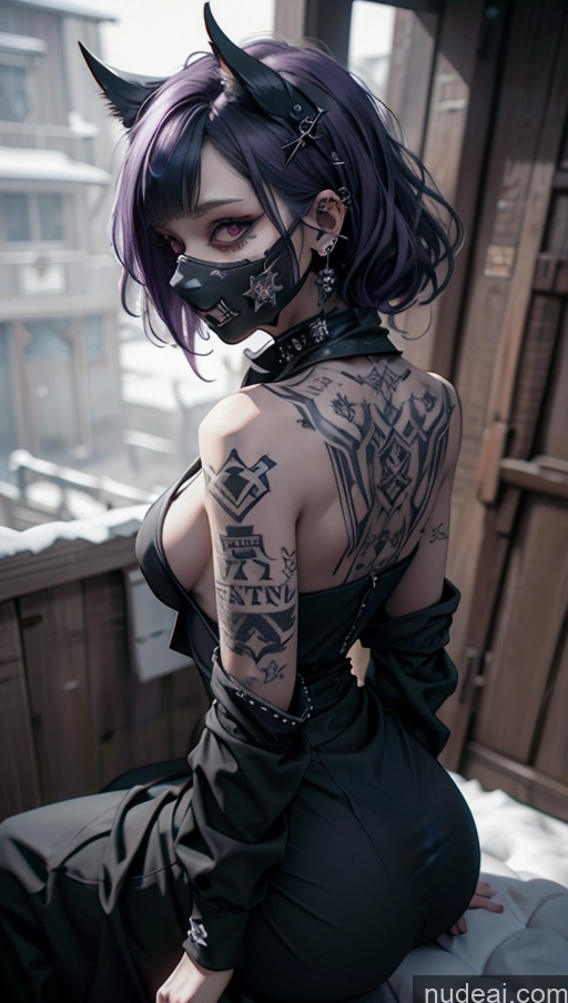 related ai porn images free for Milf Perfect Boobs Tattoos Gothic Punk Girl Snow Close-up View Fallout Straddling Cultist Hood Nude Face Mask Purple Hair