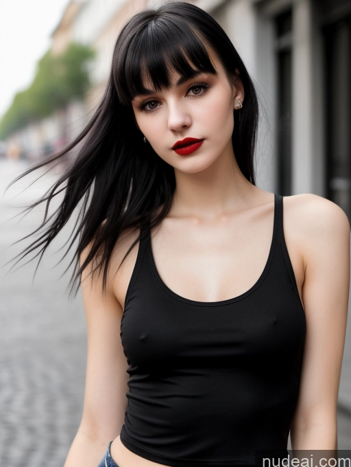 related ai porn images free for Small Tits Beautiful Skinny 18 Black Hair Russian Street Close-up View Goth Tank Top Bangs Lipstick