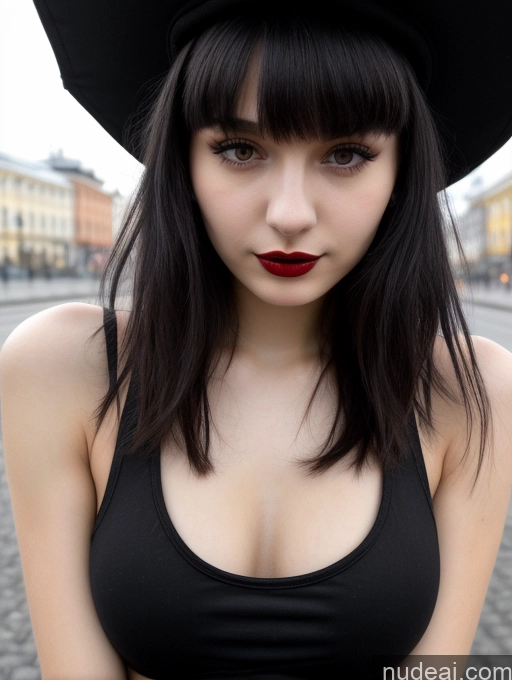 related ai porn images free for Small Tits Beautiful Skinny 18 Black Hair Russian Street Close-up View Goth Tank Top Bangs Lipstick