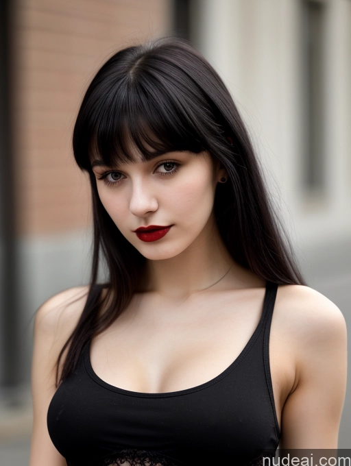 related ai porn images free for Small Tits Beautiful Skinny 18 Black Hair Russian Street Close-up View Goth Tank Top Bangs Lipstick