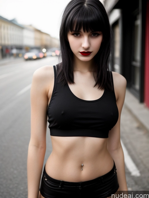 related ai porn images free for Small Tits Beautiful Skinny 18 Black Hair Russian Street Close-up View Goth Tank Top Bangs Lipstick