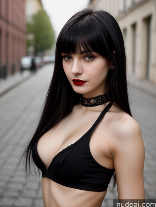 related ai porn images free for Small Tits Beautiful Skinny 18 Black Hair Russian Street Close-up View Goth Tank Top Bangs Lipstick