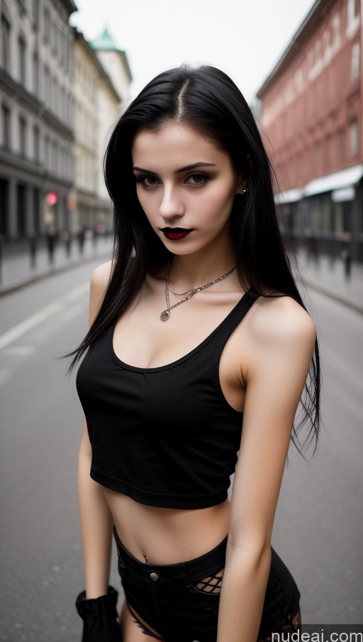 related ai porn images free for Small Tits Beautiful Skinny 18 Black Hair Straight Russian Goth Tank Top Street