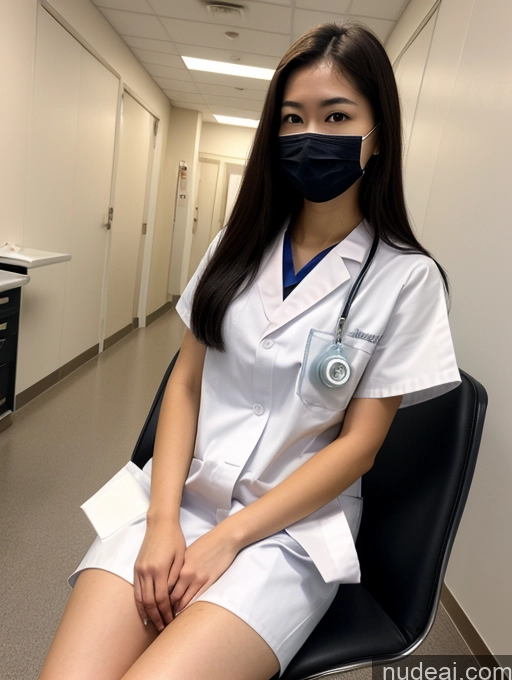 ai nude image of arafed female doctor sitting in a chair in a hospital hallway pics of Small Tits Beautiful Big Ass Thick Skinny Big Hips Long Legs Tall Pubic Hair 18 Serious Long Hair Japanese Fairer Skin Front View Short Chubby Face Mask Hospital Black Hair On Back Doctor