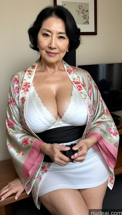 ai nude image of there is a woman in a white dress posing for a picture pics of Milf Busty Big Ass Big Hips Fairer Skin Pubic Hair Korean 70s Black Hair Gaming Kimono