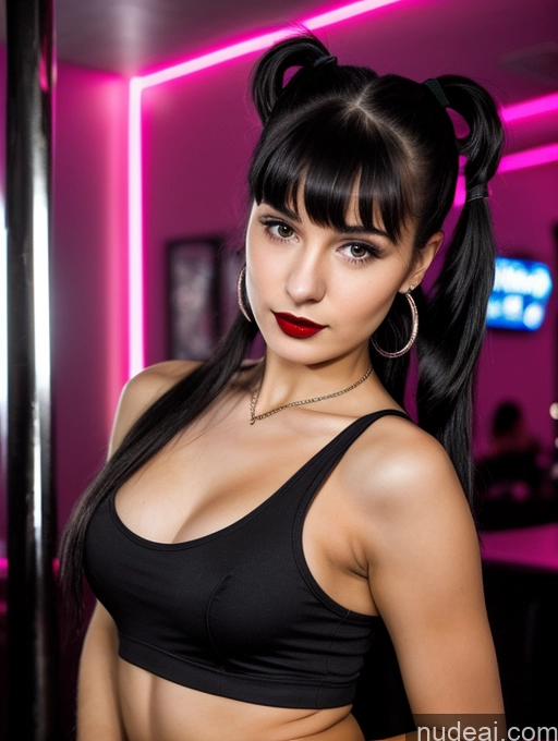 related ai porn images free for Small Tits Beautiful Skinny 18 Black Hair Pigtails Russian Strip Club Goth Tank Top Close-up View Lipstick