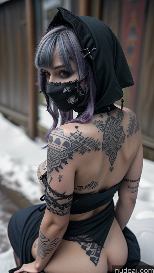 related ai porn images free for Milf Perfect Boobs Tattoos Gothic Punk Girl Snow Close-up View Fallout Straddling Cultist Hood Nude Face Mask Purple Hair Partially Nude