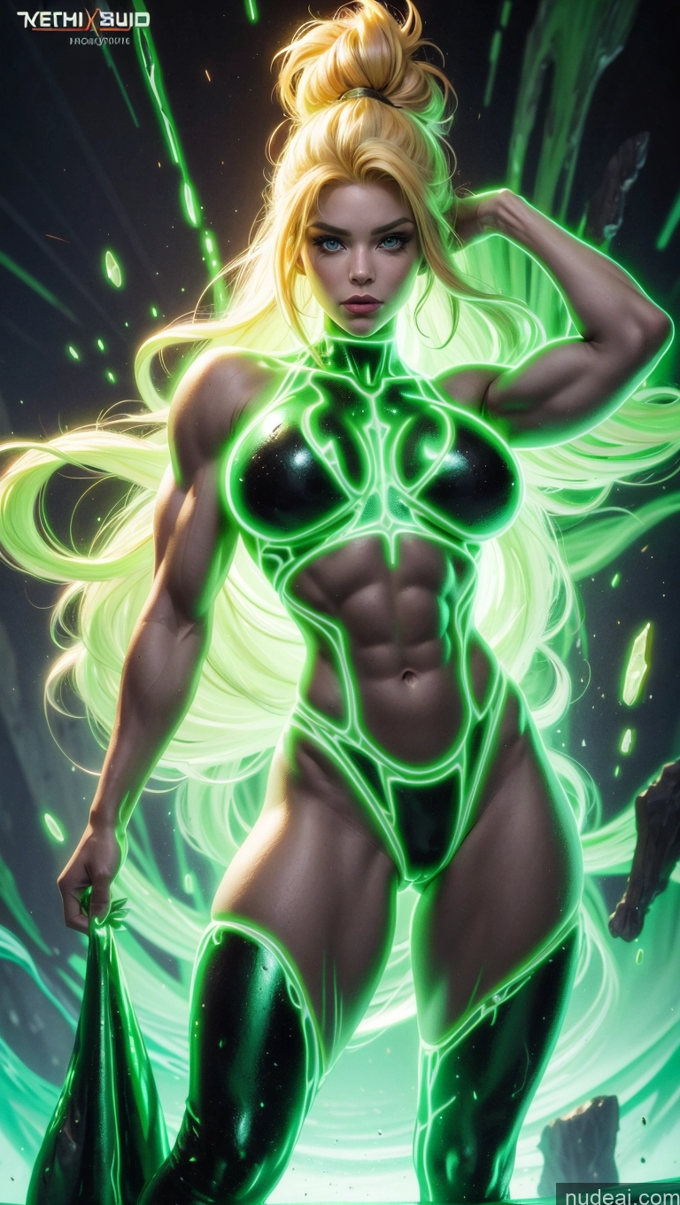 related ai porn images free for Several Busty Muscular Abs Perfect Body Bright Lighting Surrealist Hell Bodybuilder Neon Lights Clothes: Green Green Hair Super Saiyan Super Saiyan 3