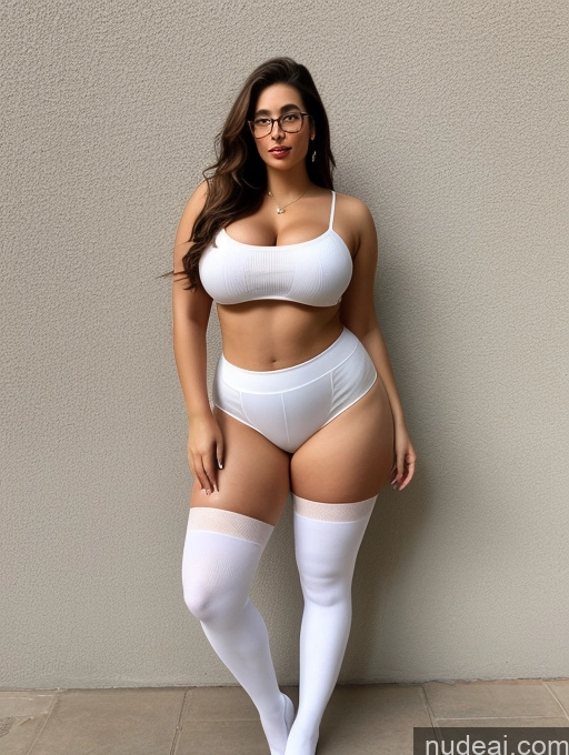 related ai porn images free for Woman Busty Beautiful Glasses Thick Big Hips Perfect Body Long Hair 20s Brunette White Detailed Sexy Face Suit Long Skirt Shirt Thigh Socks